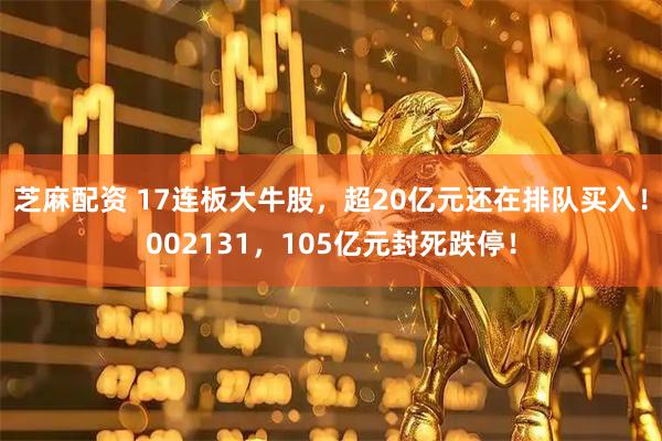 芝麻配资 17连板大牛股，超20亿元还在排队买入！002131，105亿元封死跌停！